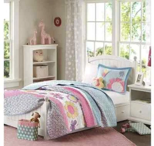 Mi Zone Kids Crazy Daisy Wende-Quilt-Set mit Dekokissen Twin Size Neu im Karton - Bild 1 von 9