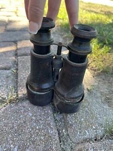 Antique Binoculars Leather Wrapped 7" Tall - Picture 1 of 10