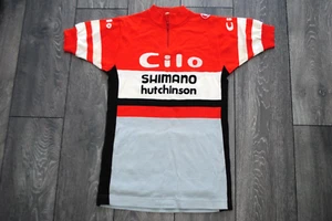 CILO SHIMANO HUTCHINSON CASTELLI ITALIA VINTAGE WOOL CYCLING SHIRT SIZE 2 RED - Picture 1 of 7