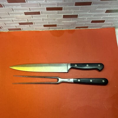 Vintage 2 Piece Ed Wusthof Dreizachwerk Carving Set - - Image 1 of 4