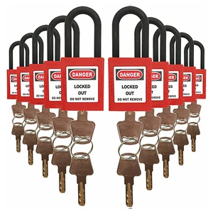 10 Pack Lockout Tagout Lock Off Isolation Electrical Safety Padlock With Keys - Picture 1 of 16
