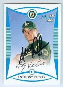 Anthony Recker autographed baseball card 2008 Topps Bowman #BP51 Rookie