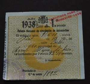 Spain. National Driver Licence during Spanish Civil War 1938-     5 - Picture 1 of 2