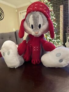 Bugs Bunny looney tunes  Plush Hallmark Snow Winter Hat Mittens Christmas 