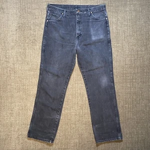 Wrangler Denim Jeans Black 38 x 32 Cotton Faded Cowboy Vintage Style - Picture 1 of 12