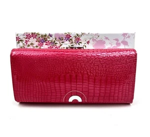 Neue große Geldbörse aus echtem Leder Krokodilmuster HOT PINK - Bild 1 von 12