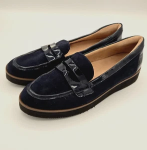Naturalizer Patent Leather And Suede Light Weight Slip On Loafers Blue Size 8.5 - Picture 1 of 6