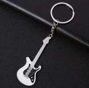 1 Pcs White Electric Guitar Keychain Key ring Novelty Fun Cute Gift Music - Picture 1 of 4