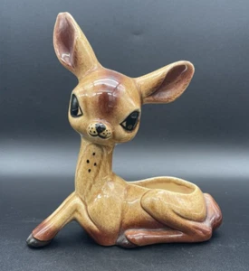 VTG Big Eye Anthropomorphic Fawn Deer Figurine Planter Kitsch Christmas Decor 6" - Picture 1 of 9