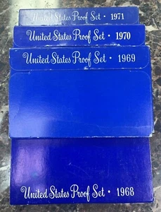(4) U.S. Silver Proof Sets ~ One Each 1968 1969 1970 1971 ~ San Francisco ~ OGP - Picture 1 of 3