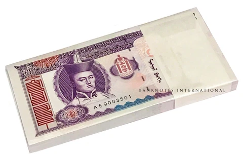 MONGOLIA 100 TUGRIK 2000 MILLENNIUM P 65 UNC BUNDLE OF (20 PCS) Cover