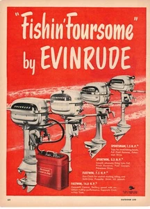 Evinrude Fishin' Foursome 4 models Outboard Motor ad 1950 - Picture 1 of 1