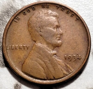 1934 P Philadelphia USA Lincoln Wheat Penny kostenloser Versand BIN111 - Bild 1 von 2