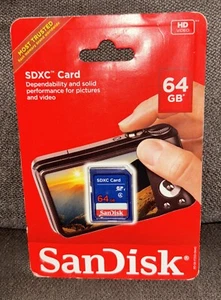 SanDisk SDXC 📷 Memory Card 64GB HD Video {SDSDBNN-064G-AW6IN} NEW - Picture 1 of 12