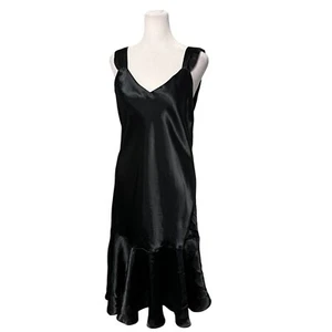 Cacique Lingerie Black Flapper Style Chemise Slip Nightie Nightgown Size Large - Picture 1 of 5