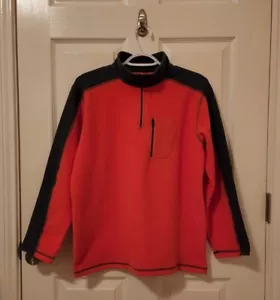 EUC LL Bean Jacket Boys Kid XL 18 Orange Gray Fleece Pullover Long Sleeve Zipper - Picture 1 of 5