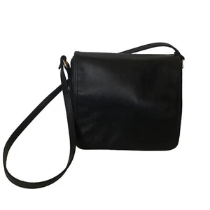 JOAN WEISZ Handbag Genuine Leather Shoulder Bag Navy Blue Flip Front Pristine - Picture 1 of 13