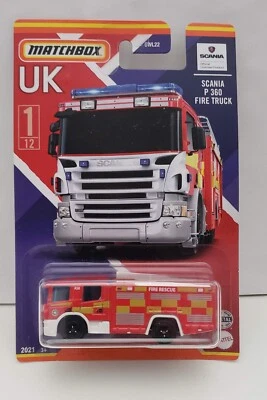 Matchbox UK Series Scania P360 Fire Truck    1/12  -Bended Card - Image 1 of 4
