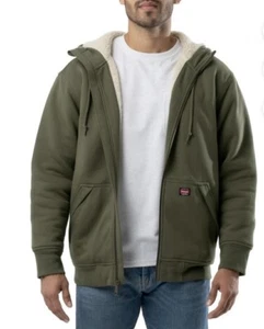 Wrangler® Men's Olive Long Sleeve Full Zip Fleece Hoodie NWT - Picture 1 of 11