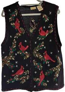 Bobbie Brooks Weihnachtsweste Damen Größe L Mehrfarbig Cardinals - Bild 1 von 8
