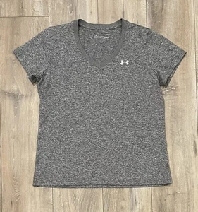 UNDER ARMOUR HeatGear Women’s V-Neck T-Shirt Large Gray Loose - Picture 1 of 7