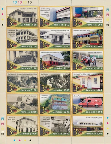 Jamaica 2021 MNH Postal Services Stamps Jamaica Post Transportation Cars 18v M/S Cover