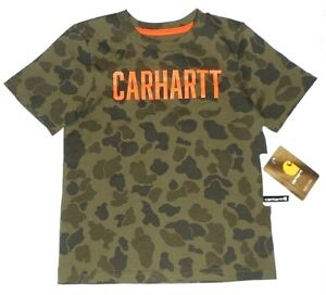 Carhartt Toddler 4T Camo Green T Shirt Orange Logo Spell out New With Tags NWT