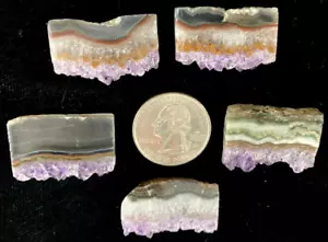 5er SET - SCHMUCK URUGUAY AMETHYST DÜNNE ABSCHNITTE ~ 3 cm - Bild 1 von 13