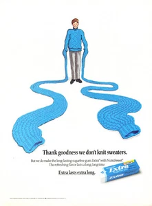EXTRA GUM AD #07 MAGAZINE promo AD 1991 THANK GOODNESS WE DON'T KNIT SWEATERS. - Picture 1 of 2