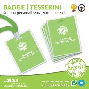 BADGE TESSERINI PORTA DOCUMENTI personalizzati a colori e PLASTIFICATI - Foto 1 di 1