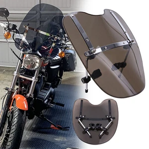 19"x17" Smoke Windshield For Harley Sportster Dyna Glide Softail Night Train XL - Picture 1 of 12