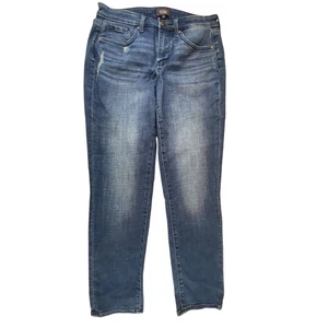 NYDJ Damen Jeans Blau 4 Semi Distressed Tapered Low Rise Slim Zip Fly Closure - Bild 1 von 11