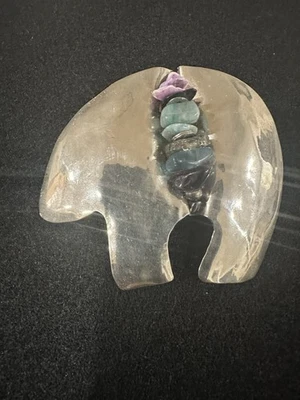 Beautiful Metal BEAR PIN Brooch With Natural stones. Native American Feel. - Image 1 of 4