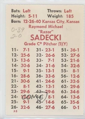 1977 APBA Baseball 1976 Season Perforated Ray Sadecki - Image 1 of 2