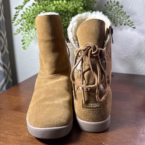 Stivali Koolaburra UGG donna 10 shazi corti shearling invernali 1019361 marrone scamosciato