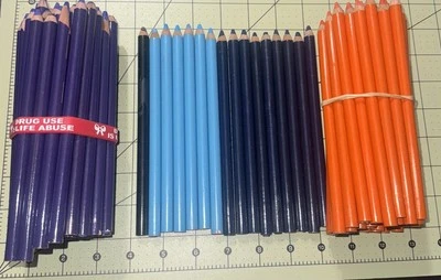 Lot of 103 Thick Lead Colored Pencils  Purple, Orange, Blue, Light Blue & Black - Image 1 of 4