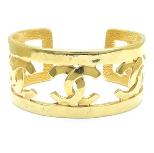 CHANEL 95P COCO Mark Gold Plated bangle bracelet /293590 - Picture 1 of 6