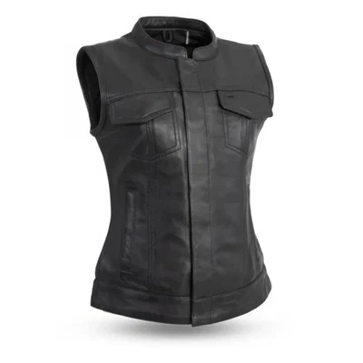 Ludlow Women's Motorcycle Leather Vest FIL516SDM Size Small - Image 1 of 3