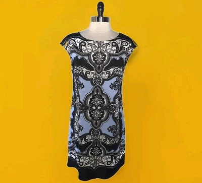 INC International Concepts размер XL Shift платье черный фиолетовый пейсли крышка рукав - Изображение 1 из 4