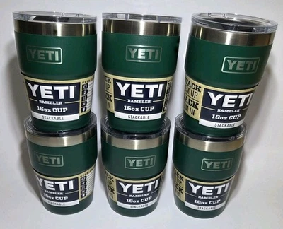 Lot of 6 New YETI 16 oz Stackable Tumbler Black Forest Green LIMITED EDITION - Image 1 of 4