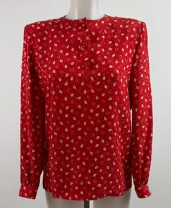 Vintage Valentino Missy V Red Silk Blouse Sz 42/8 Italy - Picture 1 of 5