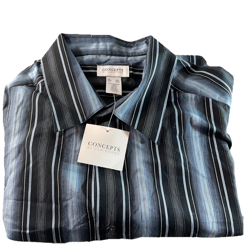 НОВЫЕ концепции на Claiborne в полоску платье рубашка с длинным рукавом мужской XXL - Изображение 1 из 4