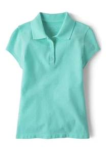 Children’s Place Girls Uniform Pique Polo - Aqua - Picture 1 of 2