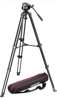 Manfrotto MVH500A Fluid Drag Video Head with MVT502AM Tripod and Carry Bag - Image 1 of 4