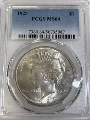 1923 P Peace Silver Dollar PCGS MS-64 - Image 1 of 2