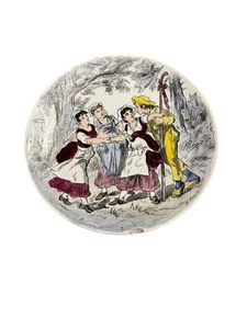 Creil et Montereau 19th Century Plate Chip On Rim 1 Of Series Of 3 French Songs - Picture 1 of 24