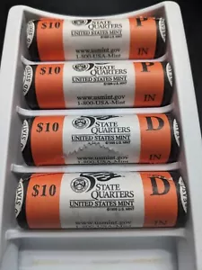 2002-P & D Indiana State Quarter U.S. Mint Wrapped Rolls 4 Rolls TOTAL - Picture 1 of 3