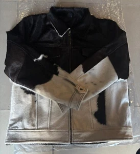 Men's Western Style Cowhide Leather jacket Real Hair On Pony Skin Gift For Him - Picture 1 of 12