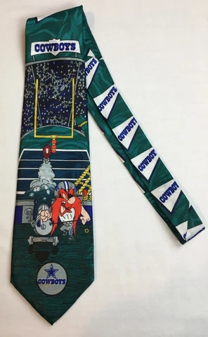 Vintage Dallas Cowboys NFL Football Yosemite Sam Green Neck Tie Adult 56" 1993 Cover