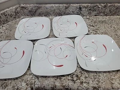 Corelli Splendor 方形餐盘 10 1/2 英寸红色黑色灰色(5 件套) — 第 1/4 张图片